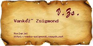 Vankó Zsigmond névjegykártya